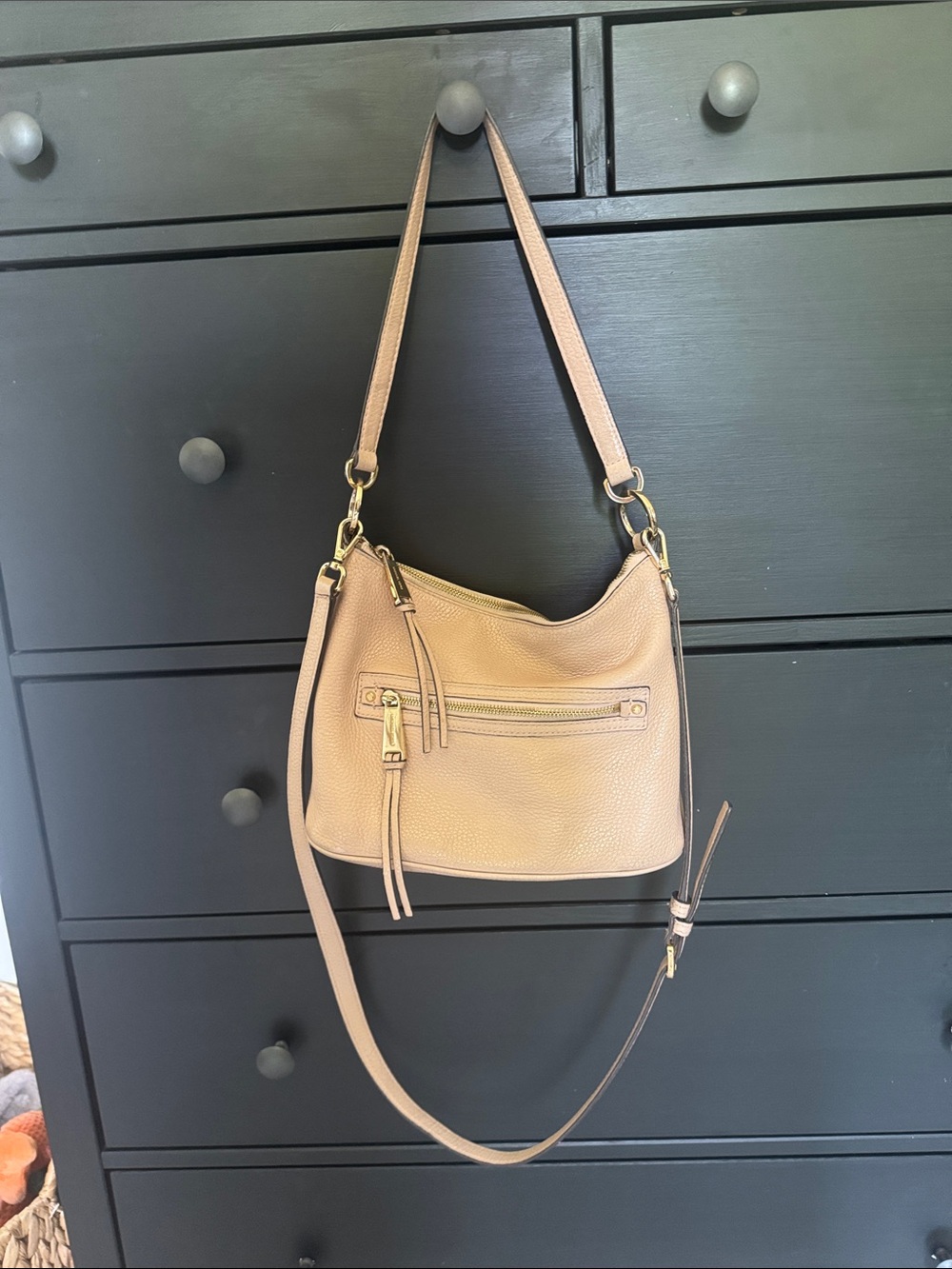 Michael Kors Pebbled Leather Shoulder Bag in Beige